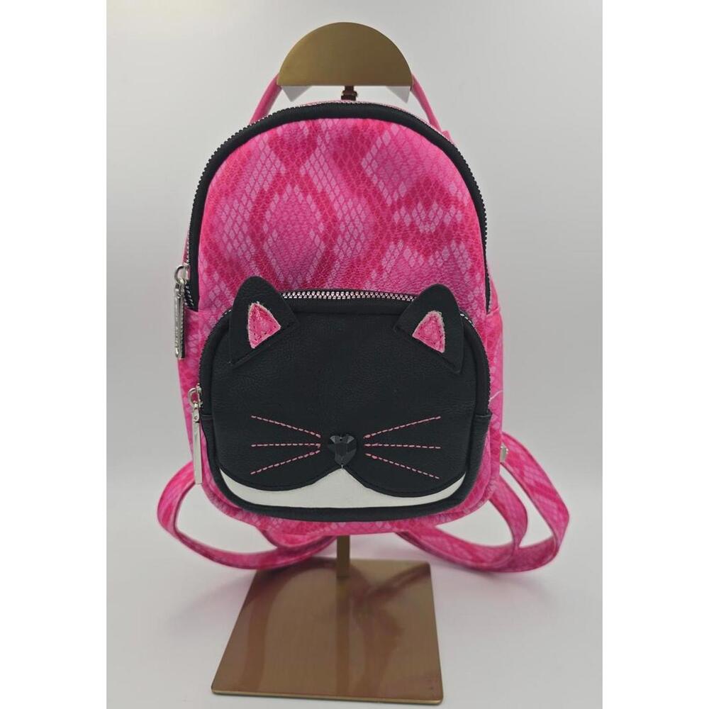 Betsey Johnson Pink/Fuchsia and Black Cat Mini Backpack